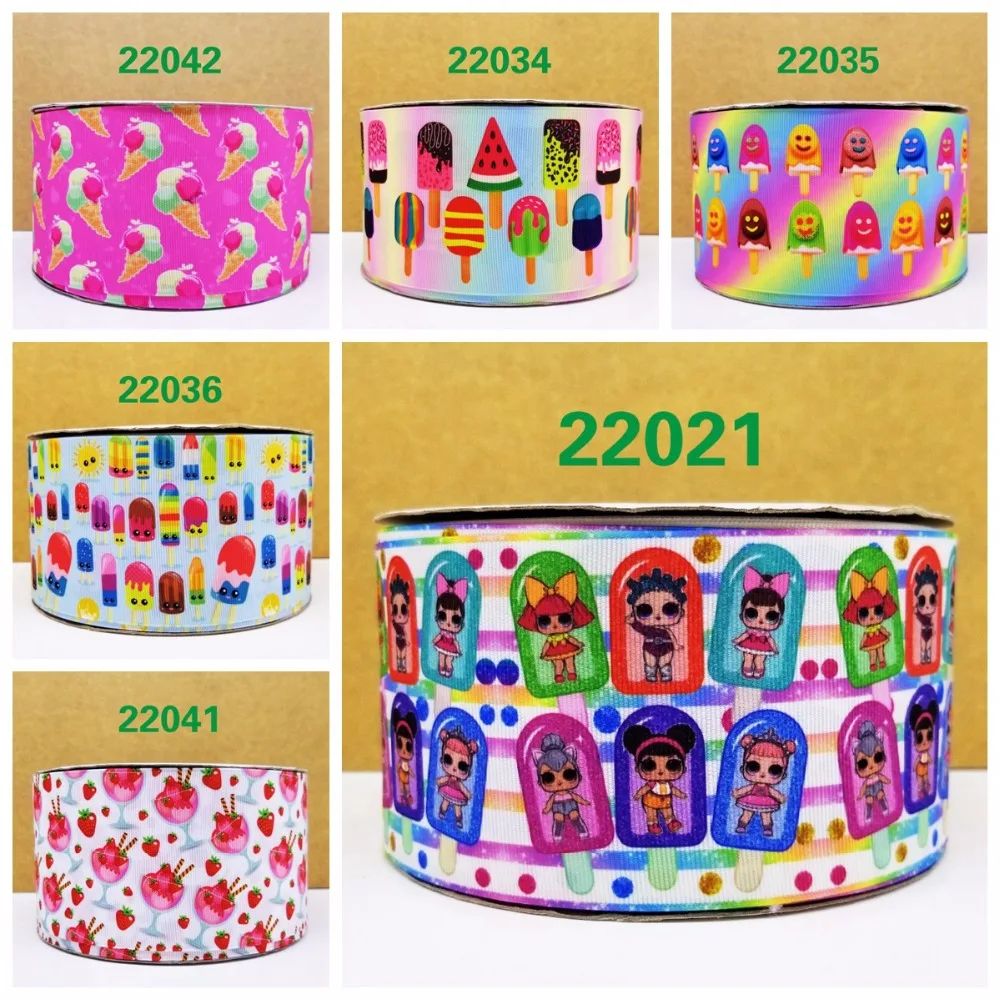 

Free shipping 50 yard cartoon ice cream printed grosgrain ribbon 22021