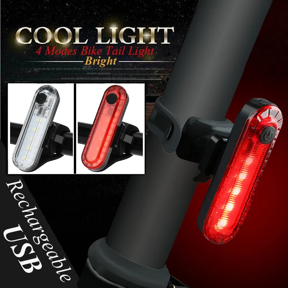 USB Перезаряжаемые велосипед Велоспорт 4 режима 5 светодиодный передний задний светильник супер яркий светодиодный светильник на открытом воздухе ночной езды на велосипеде светильник#15