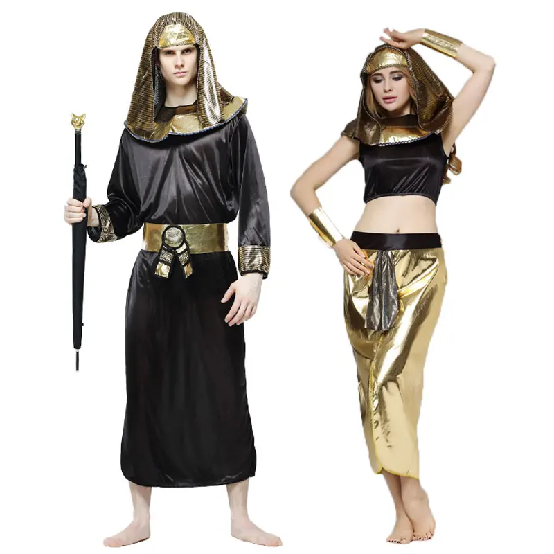 

Umorden Ancient Egypt Pharaoh Cosplay Men Cleopatra Costume Women Halloween Party Fancy Dress for Adult Couple Lovers Gold