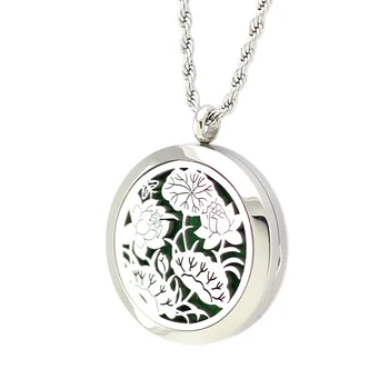 

Not include chain Stainless Steel Lotus Flower Aromatherapy Essential Oil Diffuser Necklace