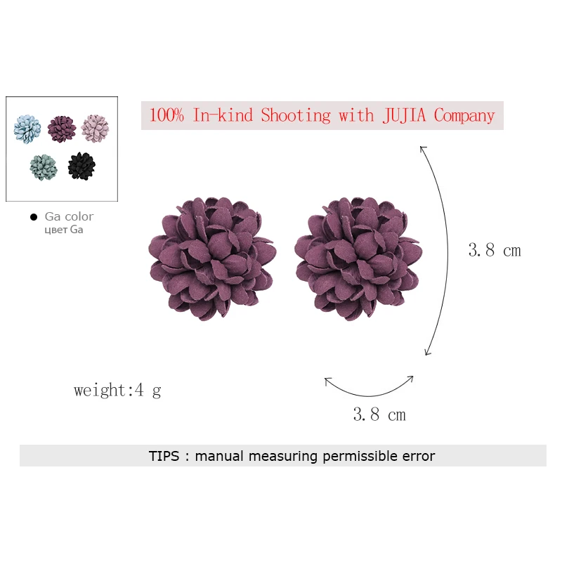 JUJIa, новинка, 19 цветов, женские массивные серьги в виде цветка rebbon, Модные Винтажные серьги-гвоздики в виде цветка для женщин