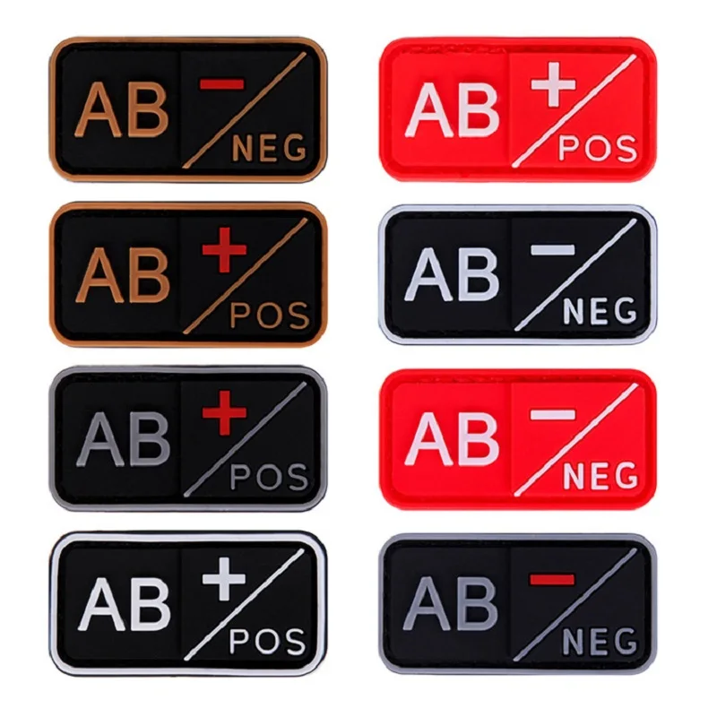 3D пвх A + B AB O положительный POS отрицательный NEG тип крови групповой патч для одежды