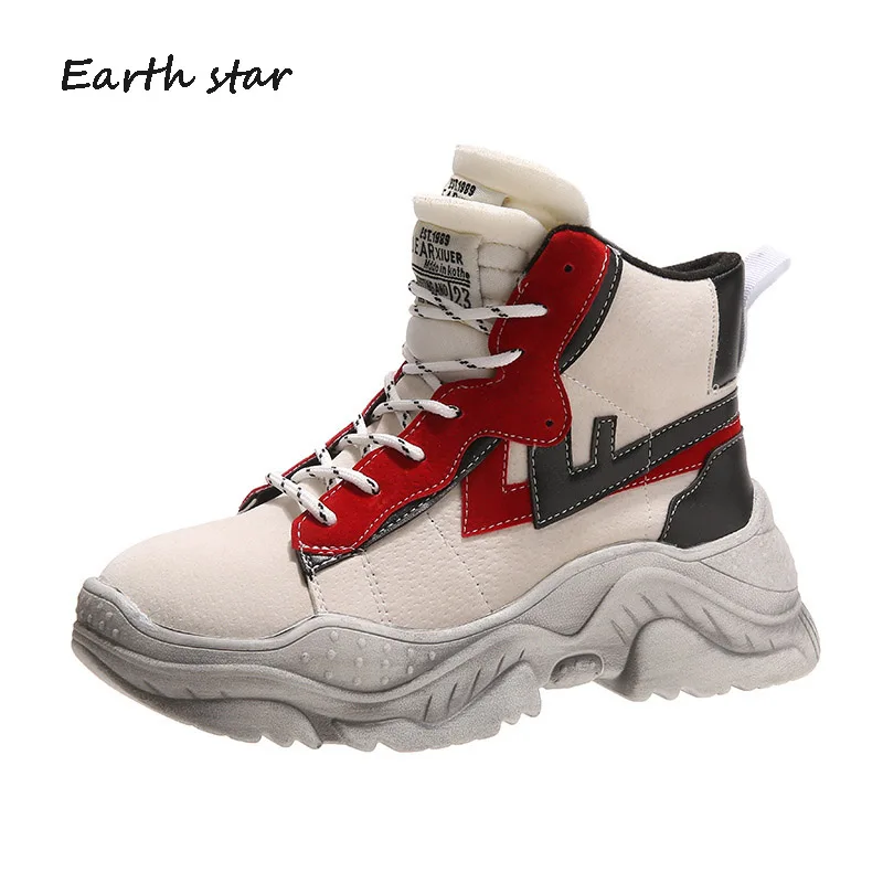 

Casual Shoes Women Fashion Brand Platform Sneakers High Top Lady chausure Spring New Female footware zapatos de mujer Patchwork