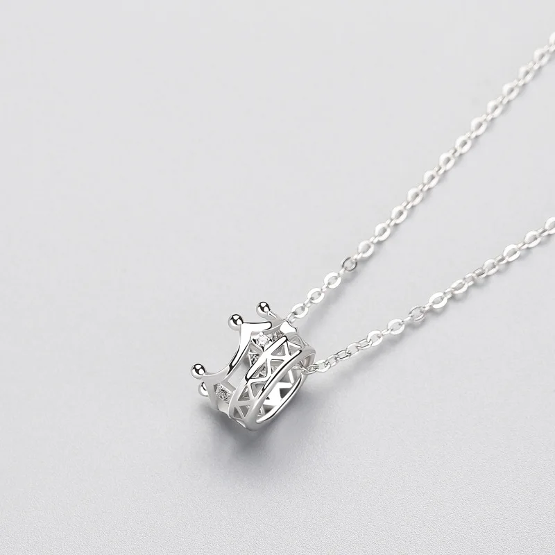

Fashion Genuine 925 Sterling Silver Zircon CROWN Pendant Necklace For Elegant Women Wedding Party Fashion Jewelry TY0145