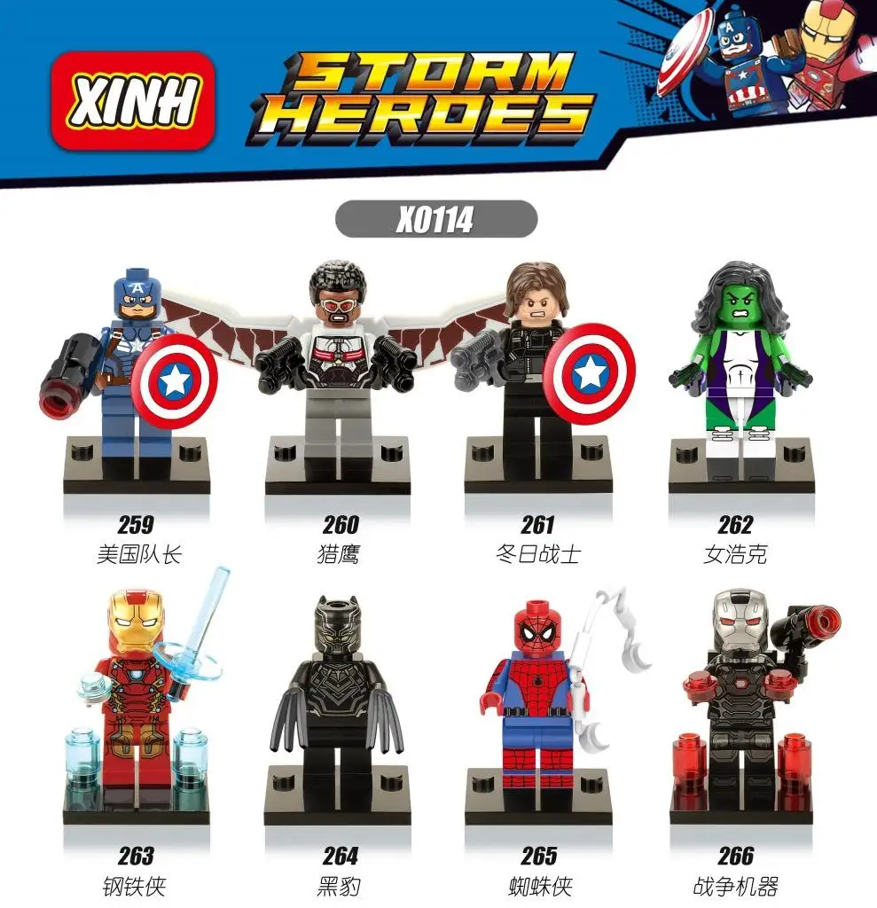 

Hot Marvel Captain America: Civil War Falcon She-Hulk Black Panther IronMan gift bricks Building Blocks toy