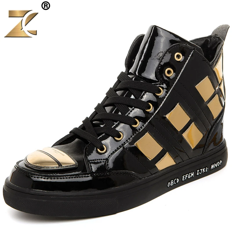 

Z 2016 Famous High-vamp Clossy Gold Men Casual Shoes European Style Fashion Retro Outdoor Warm Men Shoes Boots sapatos casuais