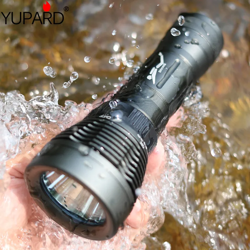 YUPARD подводное плавание подводный водонепроницаемый XM-L2 светодиодный T6 фонарик факел свет лампы+ 2*2200 мАч 18650 перезаряжаемые Батарея+ зарядное устройство