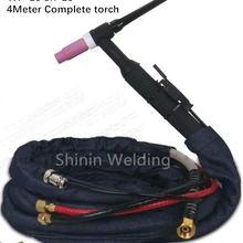 WP-18 аргоновая дуговая Сварочная горелка с водяным охлаждением M16, гайка из нержавеющей стали, циркуляционная водяная охлаждающая аргоновая дуговая сварочная линия, 4 метра