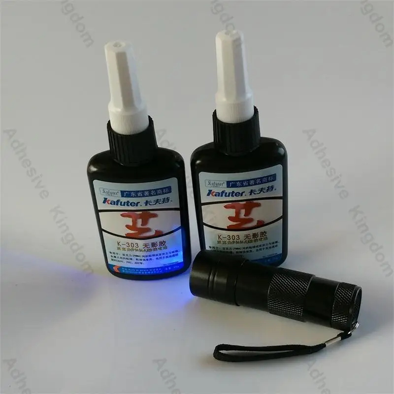 Подлинный 2 шт 50 г kafuter K 303 УФ клей + портативный фонарик PMMA Акриловый Клей