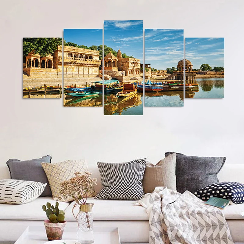 حار 5 قطعة/المجموعة 3D حية تأثير مدينة جميلة المناظر الطبيعية الجدار ملصق صور مطبوعة للحوائط المشارك جدارية المعيشة غرفة نوم ديكور المنزل