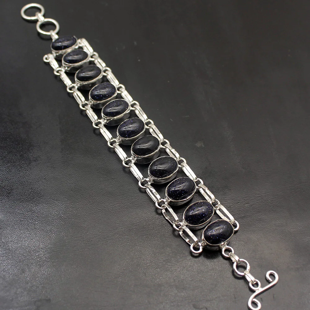

Trendy Fashion Black Sun Sitara 925 Sterling Silver Charms Chain Bracelets 8" TF638 Free Shipping