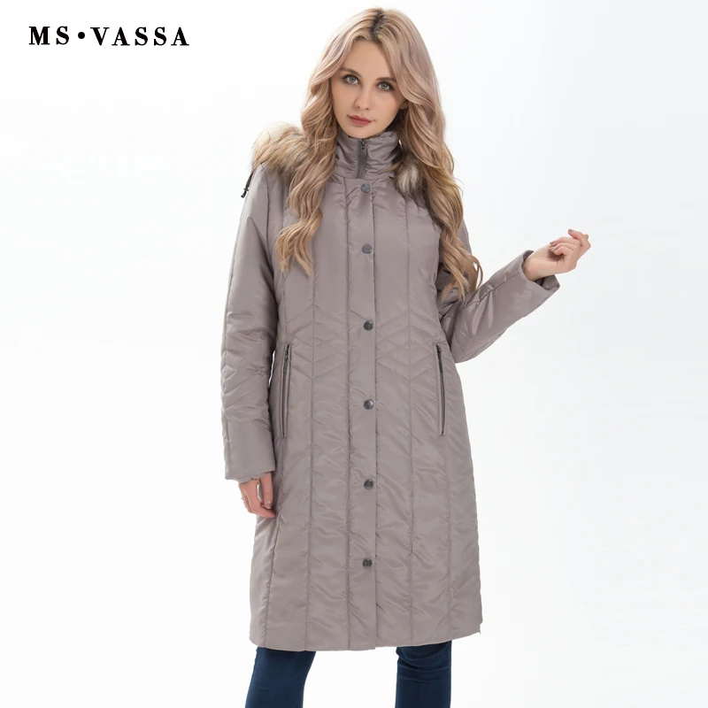 MS VASSA Winter Parkas Women 2018 New Fashion Autumn ladies long jackets detachable hood with fake fur plus size 7XL outerwear