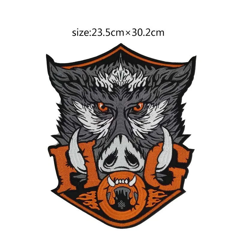 12" HOG WILD BOAR HEAD PATCH MOTORCYCLE OWNER BIKER LEATHER BIKER VEST
