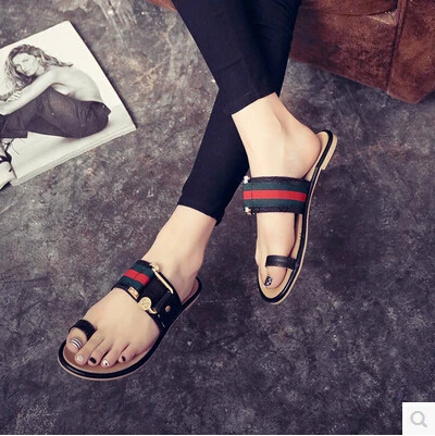 branded flat sandals