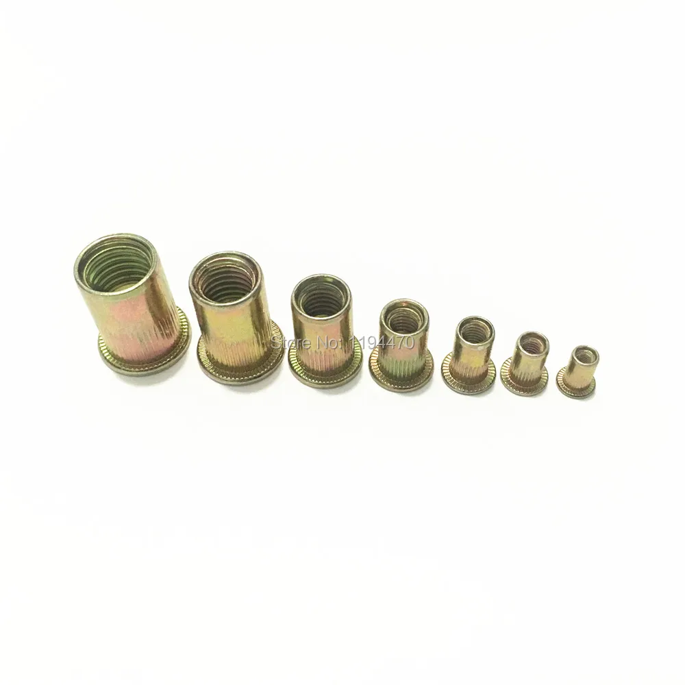 3-200pcs M3 M4 M5 M6 M8 M10 M12 Metric Zinc Plated Carbon Steel Flat Head  Rivet Nut Threaded Insert Nutsert Rivnut - AliExpress