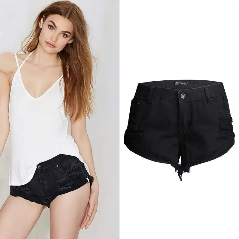 shorts preto cintura alta rasgado
