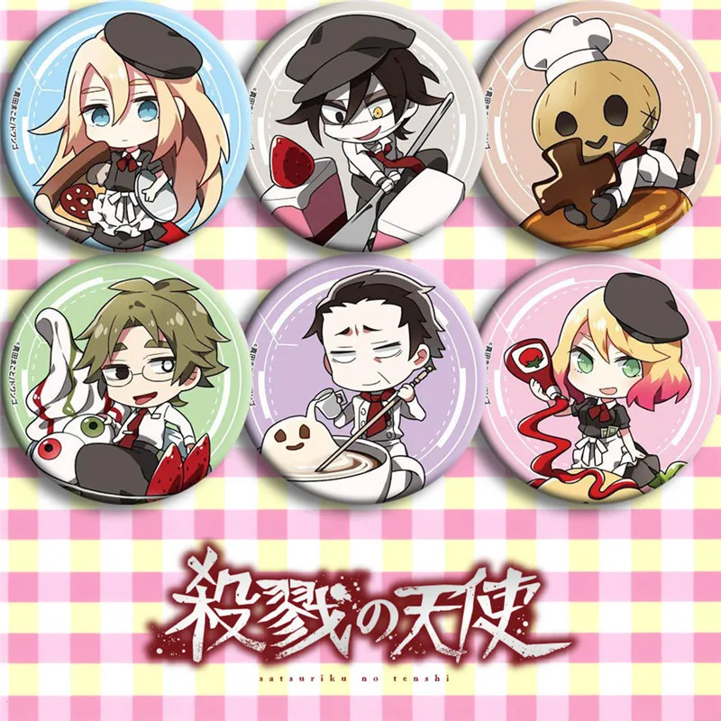 Аниме мультфильм Satsuriku No Tenshi ангелы смерти Рей Зак Джек булавка брошь значки 6 шт.