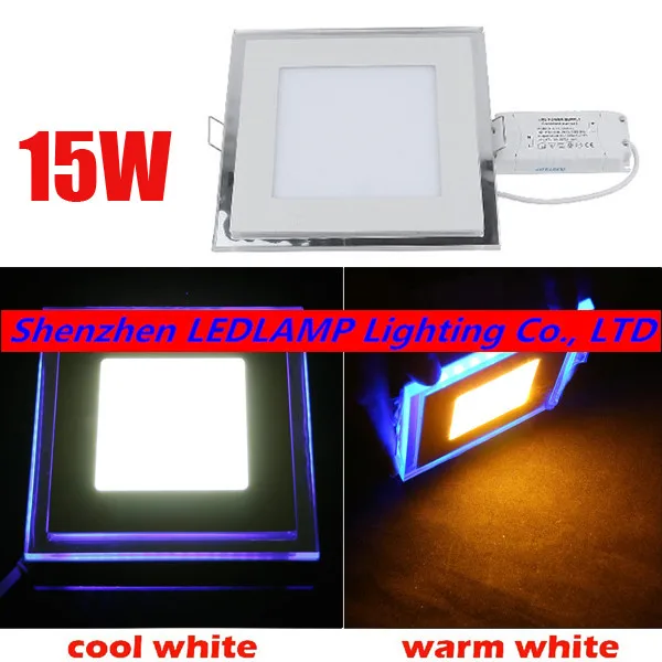 

15W Acrylic Downlight LED Ceiling Panel Light Recessed Spot Down Light Warm/Cold White (Front Lighting) & Blue (edge lighting)