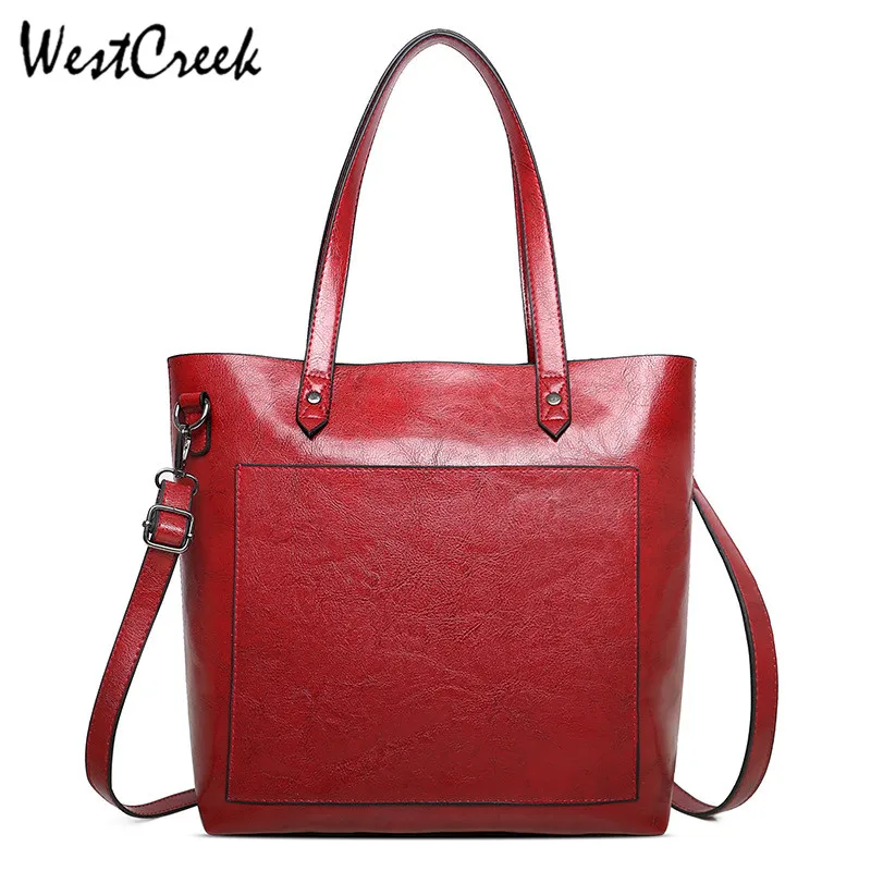 

WESTCREEK Brand Women Leather Handbags High Quality Vintage Hand Bags Large Capacity Tote Bag Female Top-handle Bag for Girls