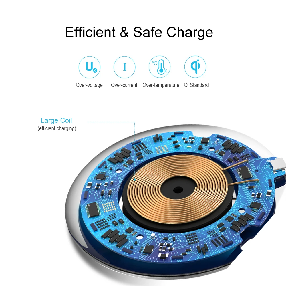 Chunfa Qi Wireless Charger for iPhone X 8 8 Plus 10W Wireless Charging Qi Fast Charger for Samsung Galaxy S9 Plus S8 S7 Edge S6 xq4