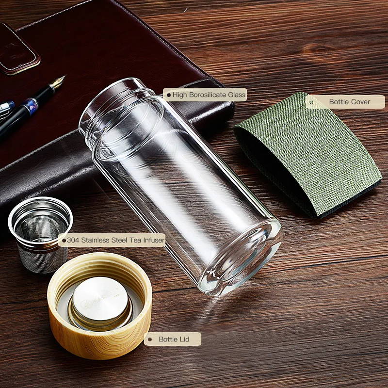 Oneisall 400 мл стеклянная бутылка для воды чашка для питья с чаем для заварки кофе кружка для чая стеклянная чашка с защитным рукавом пшеничная соломенная крышка
