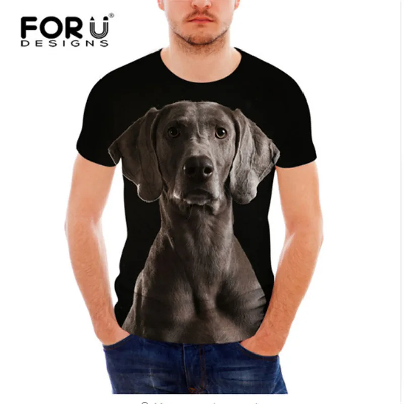 FORUDESIGNS/повседневные мужские летние футболки с милым 3D принтом собаки Веймаранер
