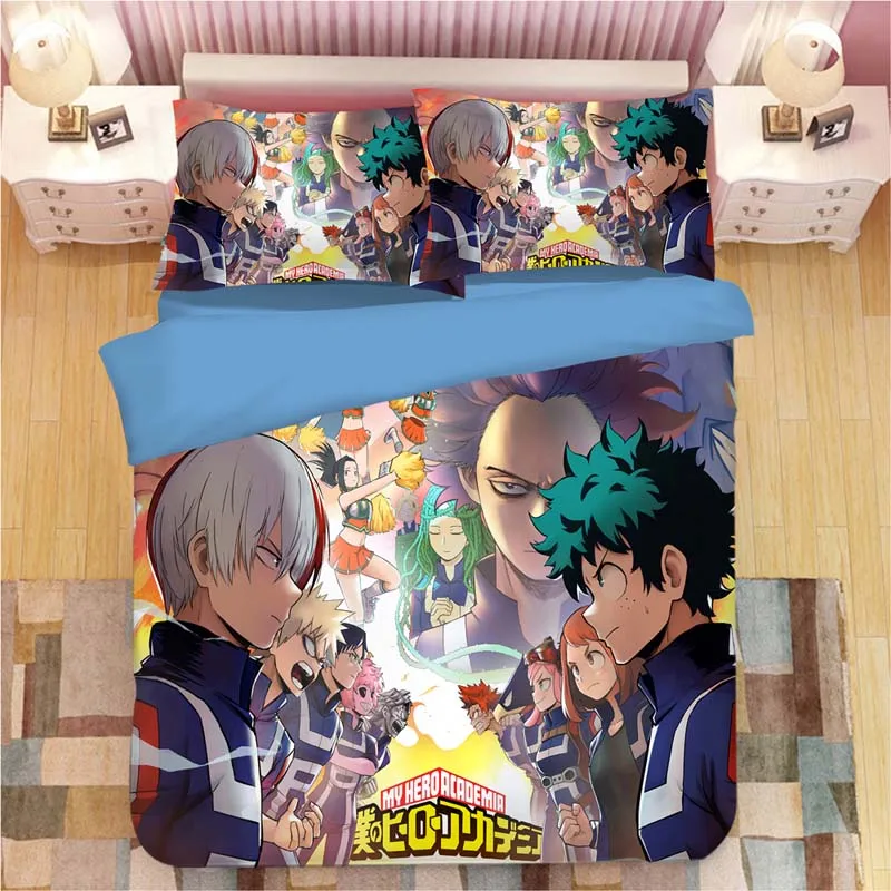 Набор постельного белья с изображением героев мультфильма «Мой герой», пододеяльник, наволочки, аниме, один для всех постельных принадлежностей, льняное постельное белье - Цвет: 8