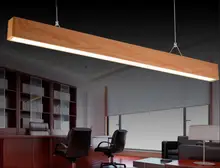 Твердый деревянный led освещение подвесные светильники офис студии имитация дерева алюминиевый прямоугольный стол линия