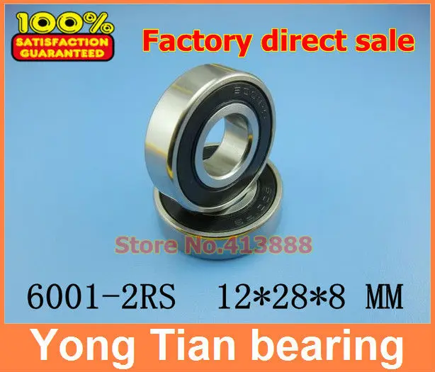 

1000pcs/lot free shipping Wholesale deep groove ball bearing double rubber sealing cover 6001-2RS 12*28*8 mm