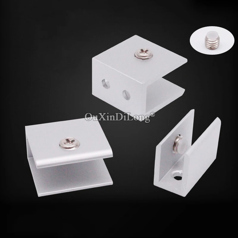 

Brand New 50PCS Aluminium Alloy Glass Clamps Clips Glass Fixed Holder Shelf Support Brackets Connectors 3 Sizes for Choose