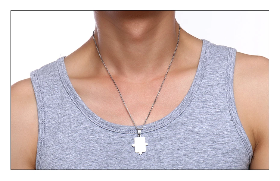 Meaeguet Free Engraving Puzzle Necklace For Best Friends Men Women Couple Stainless Steel Personalized Pendant Necklace Set (2)