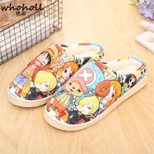WHOHOLL/зимние мужские домашние тапочки; Luffy; мужские тапочки; Плюшевые японские тапочки с героями мультфильмов; аниме; Наруто; ONE PICE Pantufa Zapatillas