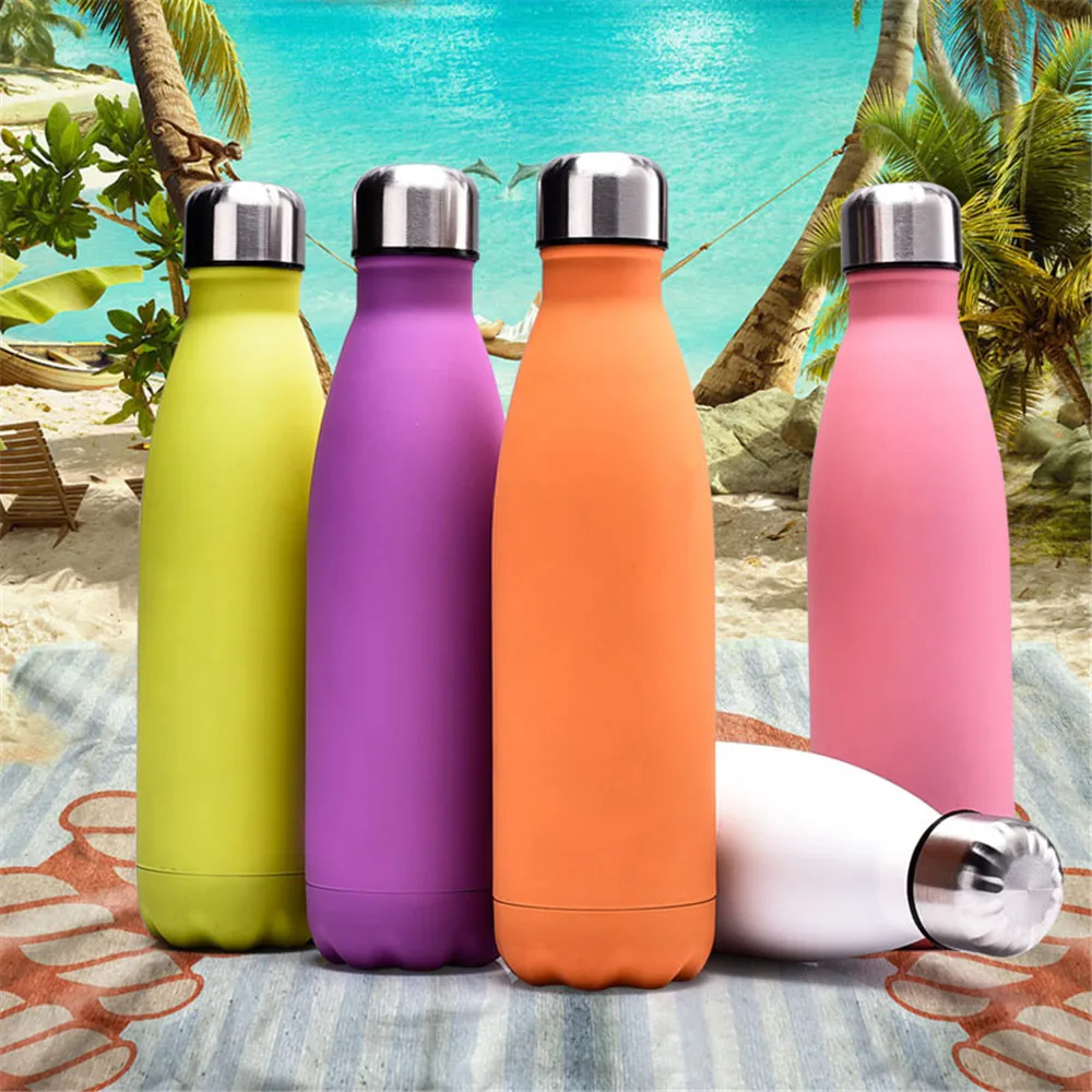 

Candy Colors Water Bottle 500ml Insulated Vacuum Stainless Steel Thermos Flask Stainless Steel Cup Sport Coffee Bottle