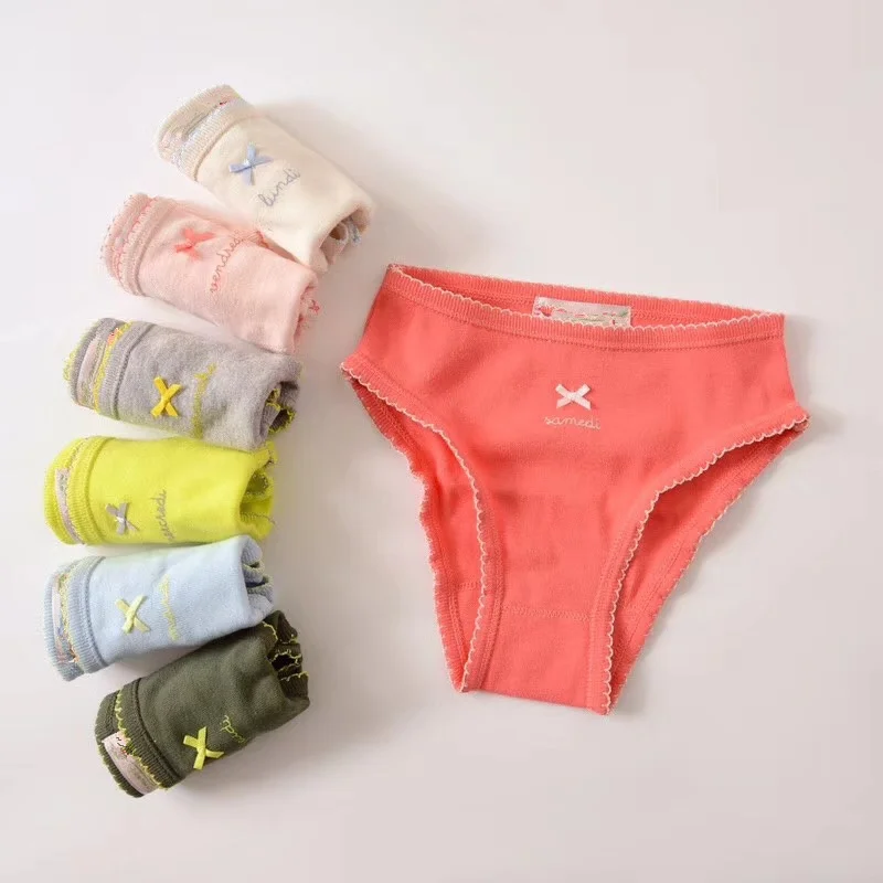 

Brand Girls Cotton Knit Panties 7 Color Children's Briefs Candy Color One Week Knit girls pants