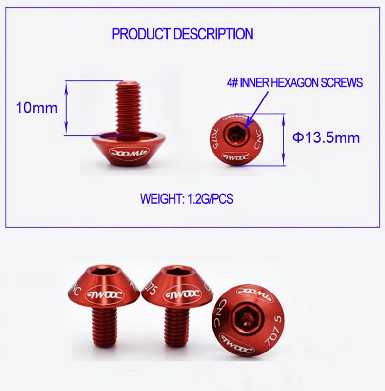 TWOOC 2 шт./лот велосипедный держатель для бутылки с водой крепежные болты M5* 10 мм винт из нержавеющей стали с шестигранной головкой для установки велосипедной клетки для бутылок