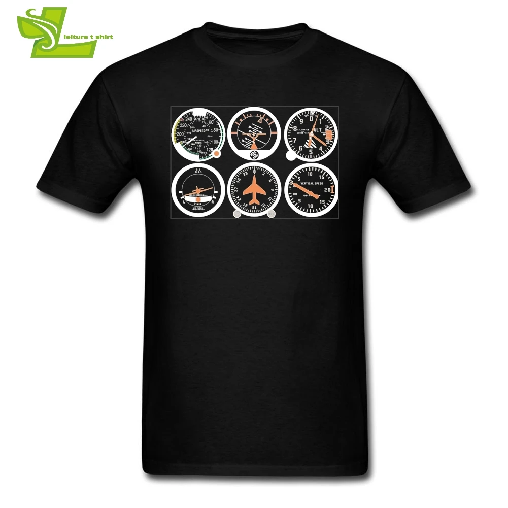 T-Shirt Plus Size Basic Six Flight Instruments Tees Pilot Airplace Men Natural Cotton Short Sleeve T Shirt Men's O Neck Creative | Мужская