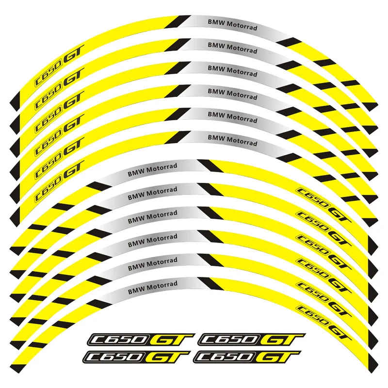 Колеса мотоцикла таблички наклейки обода в полоску спереди и сзади колеса для BMW C650GT - Цвет: A yellow