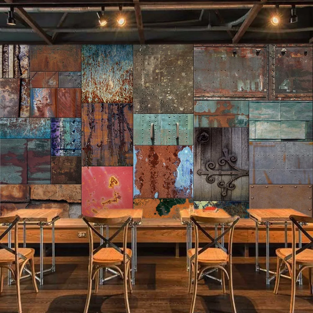 Customized Size Retro European Style Iron Sheet Rust Mural Customized Size Retro European Style Iron Sheet Rust Mural Wallpaper For Bar Restaurant Cafe Wall Painting Art Decor In Wallpapers From Home