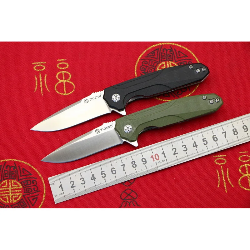 

TIGEND CF1818 Flipper folding knife D2 blade G10 + steel handle camping hunting outdoor survival pocket Kitchen knives EDC tools