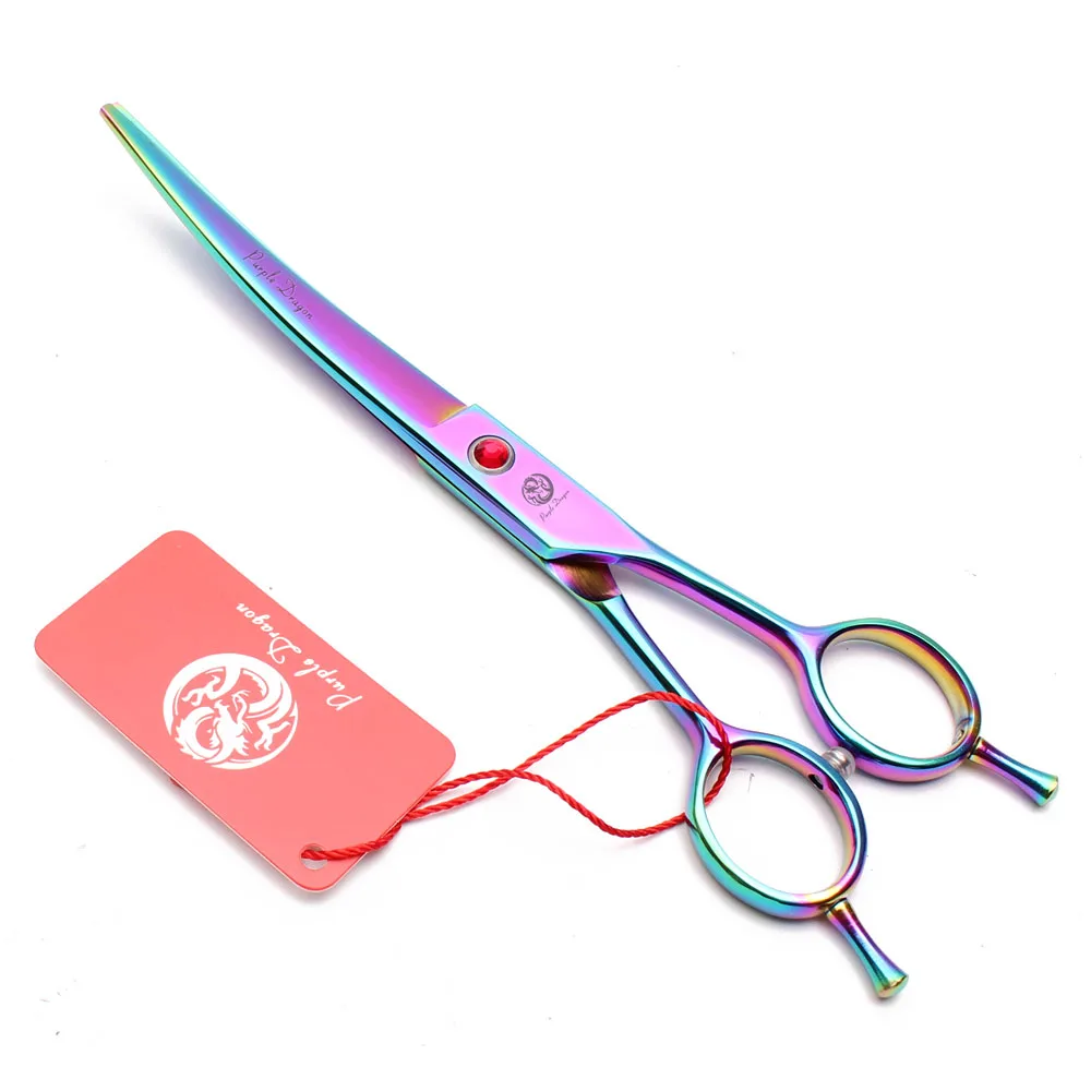 8" Purple Dragon Stainless Cats Clipper Dogs Grooming Scissors Up Curved Scissors Professional Pets Shears Animal Z4003 dog grooming scissors,dog grooming scissors kit