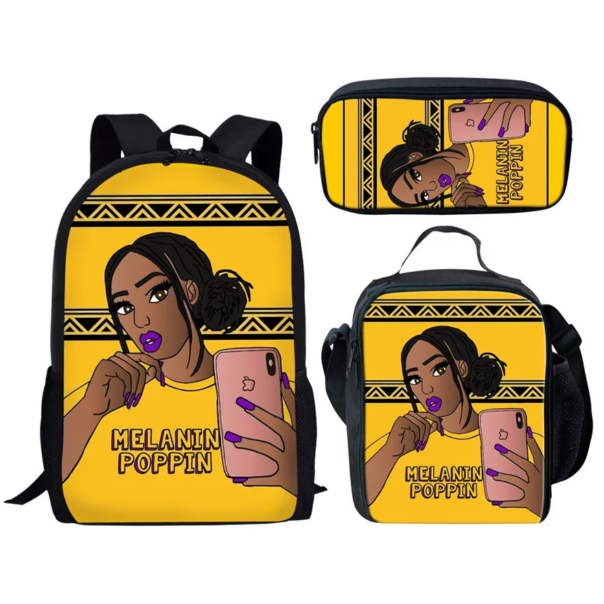 NOISYDESIGNS Children School Bags for Kids Black Girl Magic Afro Lady Printing School Bag Teenagers Shoulder Book Bag Mochila