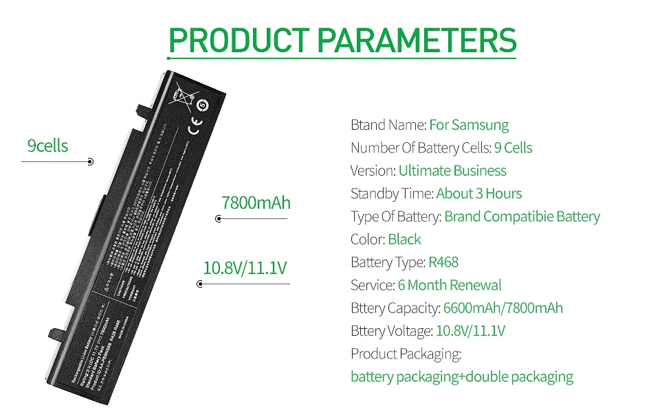 6600mAh лаптоп с Батарея для samsung R580 R540 R519 R525 R430 R530 RV411 RV508 R510 R528 AA-PB9NC6B AA-PB9NS6B PB9NC6B