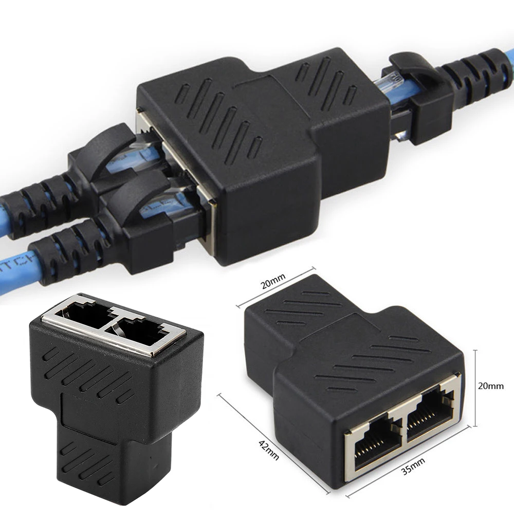 RJ45 Connector Cat7/6/5e Adapter Converter Network Extender Extension Cable for