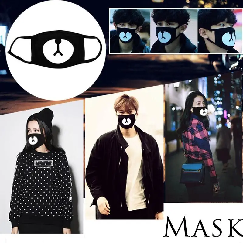 Msmask/1 шт., пыленепроницаемые хлопковые маски для рта, модные Kawaii унисекс Ayo и Teo, маска для рта с изображением панды и медведя, украшение для улицы