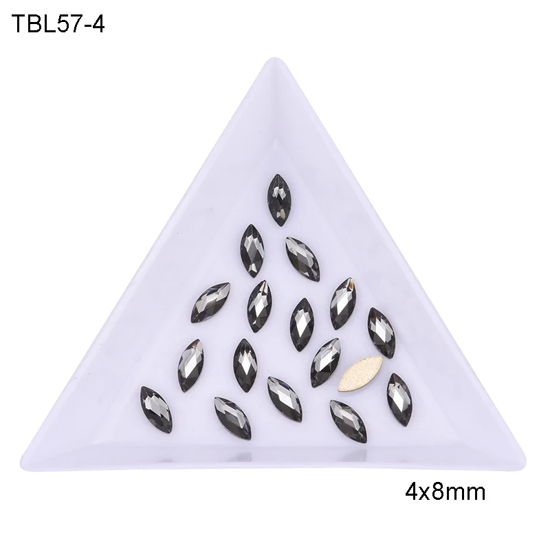 10 шт. Marquise Shape 4x8 мм 3d-стразы для ногтей стеклянные бриллианты для ногтей dekor с плоским основанием, для ногтей Кристаллы подвески поставки TBL57 - Цвет: TBL57-4
