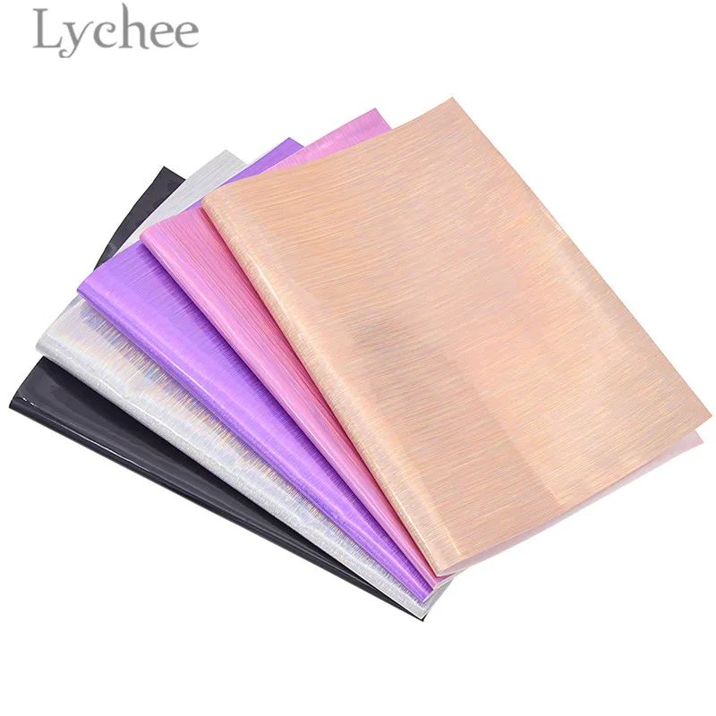 Lychee A4 Hologram Faux Leather Fabric High Quality Pure Color Synthetic DIY Material For Handbag Garments | Дом и сад