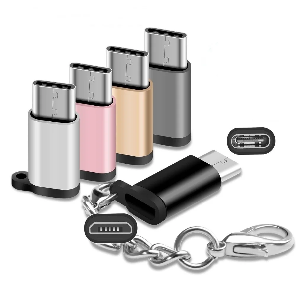 

FULCOL 2Pcs USB Type C Adapter With Keychain Charge Data Sync Converter For Samsung Note 8 LG Huawei Mate9 USB C OTG Adapter