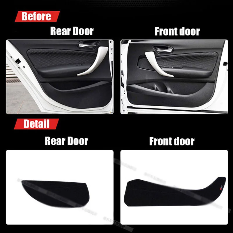 

4pcs Fabric Door Protection Mats Anti-kick Decorative Pads For BMW 1 Series 2007-2011