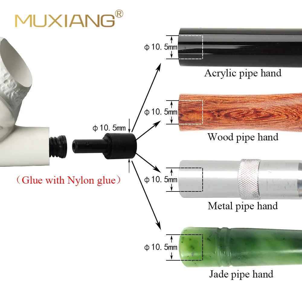 

2Pcs white MUXIANG Screw Tenon and Pluggable Link stem, Special for Meerschaum smoking Pipe Making/Repairing jd0021