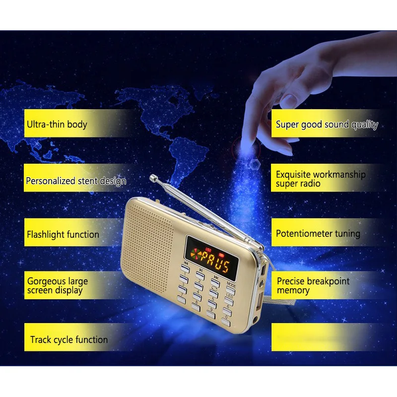 Цифровой Mp3 радио FM AM Портативный радиоприемник с MP3 плеером мультимедийный